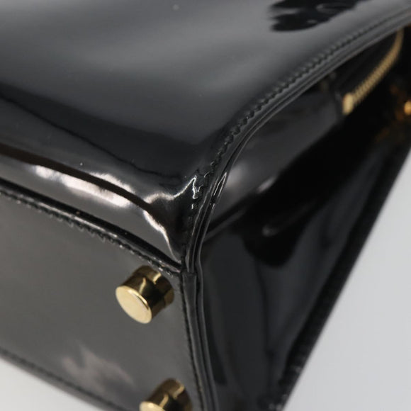 SAINT LAURENT Hand Bag Patent Leather Black Gold Auth 193027A