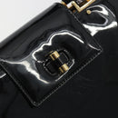 SAINT LAURENT Hand Bag Patent Leather Black Gold Auth 193027A-18