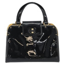SAINT LAURENT Hand Bag Patent Leather Black Gold Auth 193027A-13