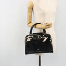 SAINT LAURENT Hand Bag Patent Leather Black Gold Auth 193027A-28