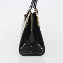 SAINT LAURENT Hand Bag Patent Leather Black Gold Auth 193027A-3