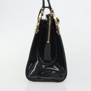 SAINT LAURENT Hand Bag Patent Leather Black Gold Auth 193027A-4