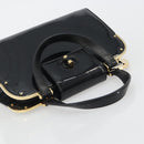 SAINT LAURENT Hand Bag Patent Leather Black Gold Auth 193027A-6