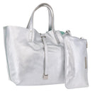 TIFFANY&Co. Hand Bag Leather Silver Auth 193028A-1