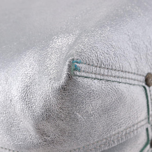 TIFFANY&Co. Hand Bag Leather Silver Auth 193028A