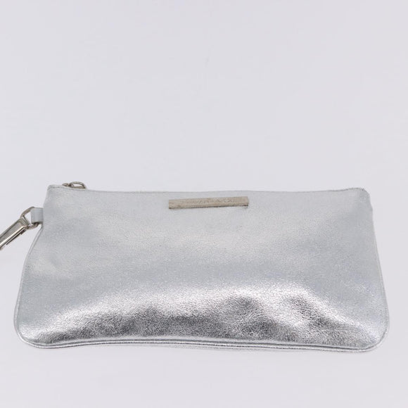 TIFFANY&Co. Hand Bag Leather Silver Auth 193028A