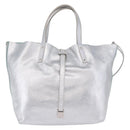 TIFFANY&Co. Hand Bag Leather Silver Auth 193028A-13