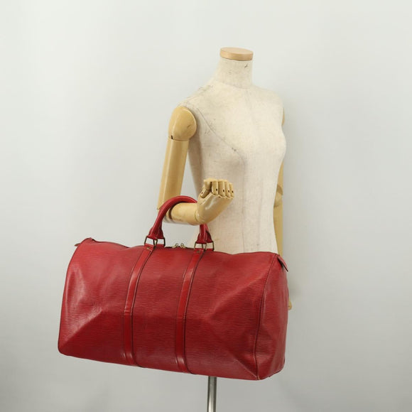 LOUIS VUITTON Epi Keepall 50 Boston Bag Red M42967 LV Auth 193031A