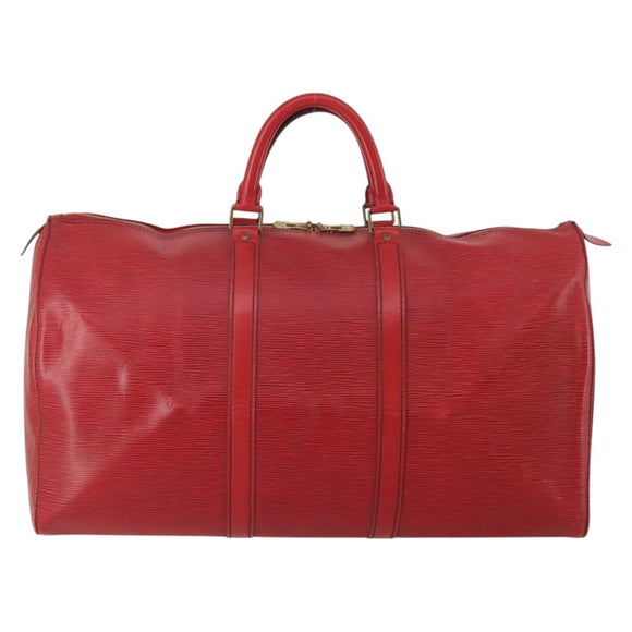 LOUIS VUITTON Epi Keepall 50 Boston Bag Red M42967 LV Auth 193031A