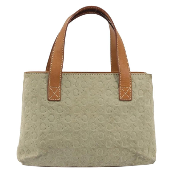 CELINE C Macadam Canvas Hand Bag Suede Gray Silver Auth 193033A