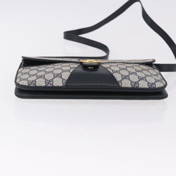 GUCCI GG Supreme Clutch Bag PVC Navy Gold 904 02 025 Auth 193045