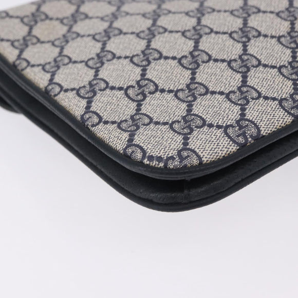GUCCI GG Supreme Clutch Bag PVC Navy Gold 904 02 025 Auth 193045