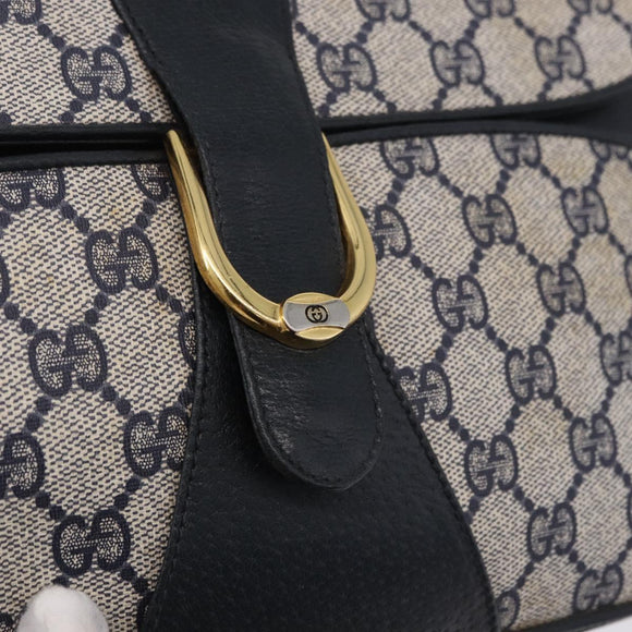 GUCCI GG Supreme Clutch Bag PVC Navy Gold 904 02 025 Auth 193045