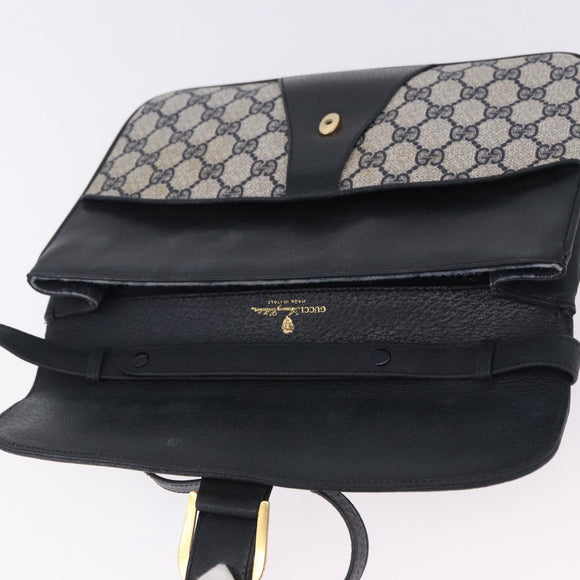 GUCCI GG Supreme Clutch Bag PVC Navy Gold 904 02 025 Auth 193045