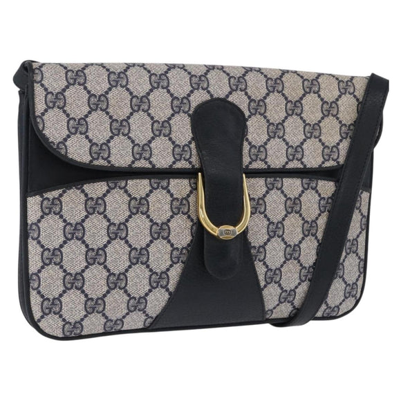 GUCCI GG Supreme Clutch Bag PVC Navy Gold 904 02 025 Auth 193045