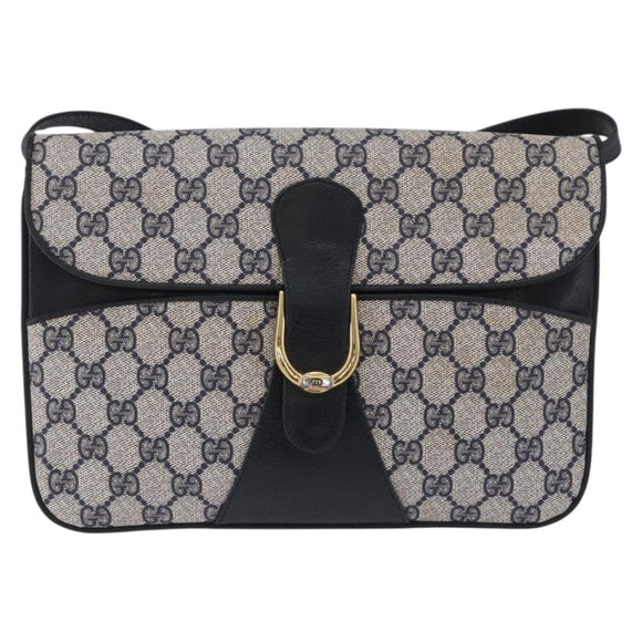GUCCI GG Supreme Clutch Bag PVC Navy Gold 904 02 025 Auth 193045