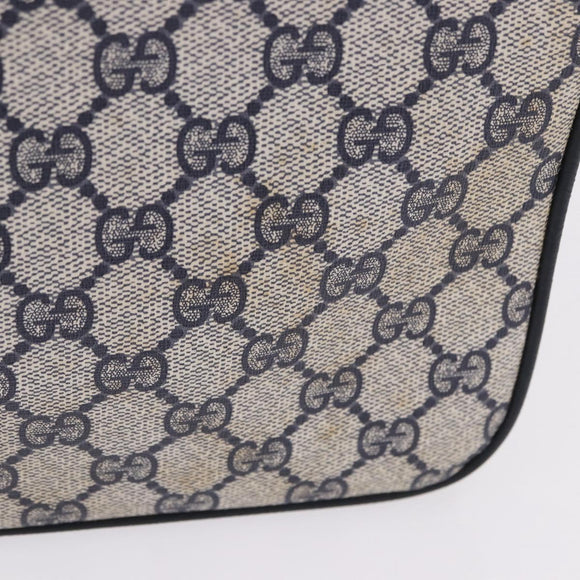GUCCI GG Supreme Clutch Bag PVC Navy Gold 904 02 025 Auth 193045