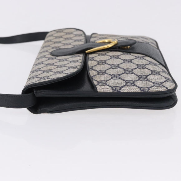 GUCCI GG Supreme Clutch Bag PVC Navy Gold 904 02 025 Auth 193045
