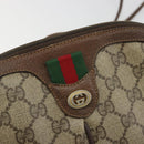 GUCCI GG Supreme Web Sherry Line Bag PVC Beige Gold 904 02 047 Auth 193046-18