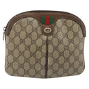 GUCCI GG Supreme Web Sherry Line Bag PVC Beige Gold 904 02 047 Auth 193046-13