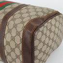 GUCCI GG Supreme Web Sherry Line Boston Bag PVC Beige Gold Auth 193047-15