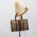 GUCCI GG Supreme Web Sherry Line Boston Bag PVC Beige Gold Auth 193047-19