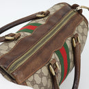 GUCCI GG Supreme Web Sherry Line Boston Bag PVC Beige Gold Auth 193047-6
