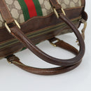 GUCCI GG Supreme Web Sherry Line Boston Bag PVC Beige Gold Auth 193047-7