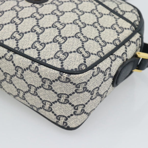 GUCCI GG Plus Supreme Shoulder Bag PVC Navy Gold Auth 193048