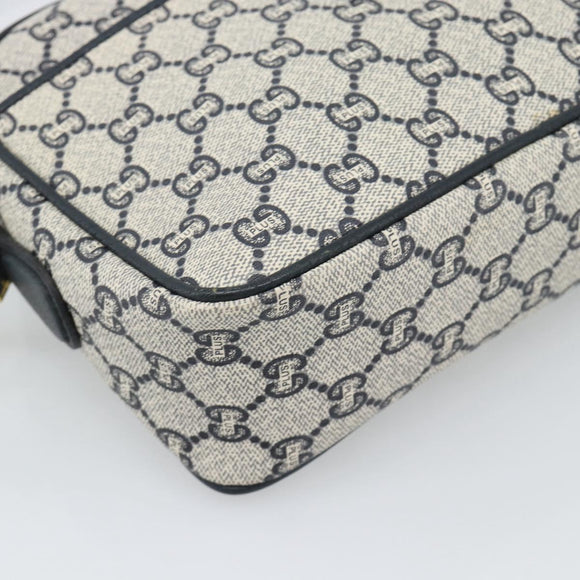 GUCCI GG Plus Supreme Shoulder Bag PVC Navy Gold Auth 193048