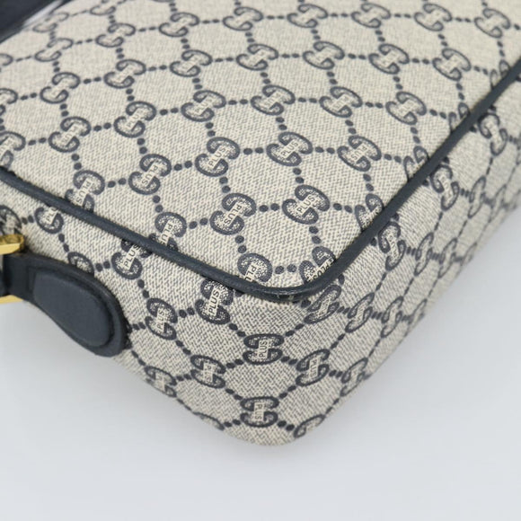 GUCCI GG Plus Supreme Shoulder Bag PVC Navy Gold Auth 193048