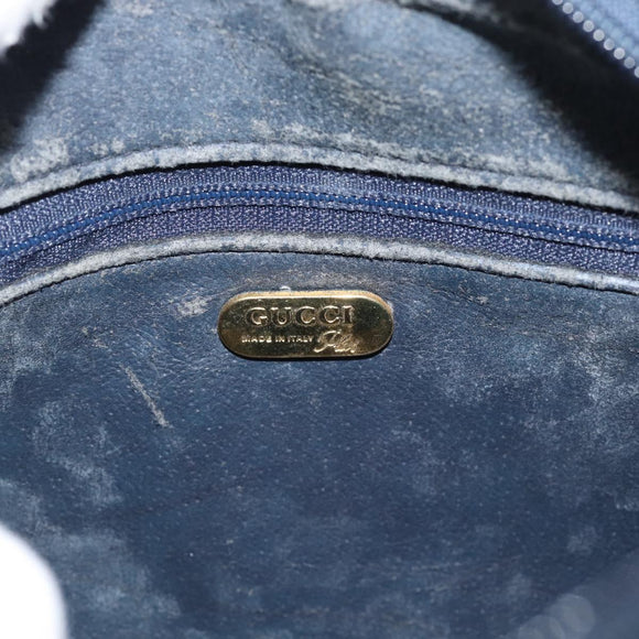 GUCCI GG Plus Supreme Shoulder Bag PVC Navy Gold Auth 193048