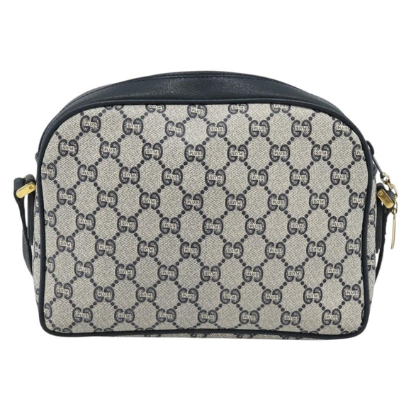 GUCCI GG Plus Supreme Shoulder Bag PVC Navy Gold Auth 193048