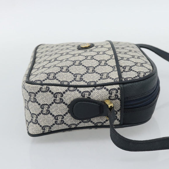 GUCCI GG Plus Supreme Shoulder Bag PVC Navy Gold Auth 193048