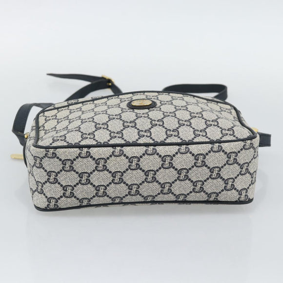 GUCCI GG Plus Supreme Shoulder Bag PVC Navy Gold Auth 193048