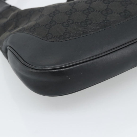 GUCCI GG Canvas Jackie Shoulder Bag Black Silver 204990 Auth 193049V