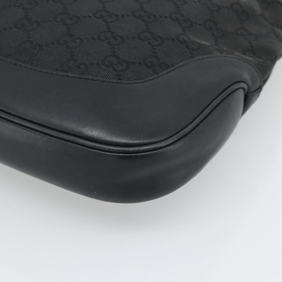 GUCCI GG Canvas Jackie Shoulder Bag Black Silver 204990 Auth 193049V