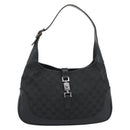 GUCCI GG Canvas Jackie Shoulder Bag Black Silver 204990 Auth 193049V-2