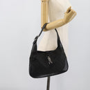GUCCI GG Canvas Jackie Shoulder Bag Black Silver 204990 Auth 193049V-21