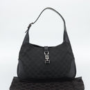 GUCCI GG Canvas Jackie Shoulder Bag Black Silver 204990 Auth 193049V-22