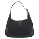 GUCCI GG Canvas Jackie Shoulder Bag Black Silver 204990 Auth 193049V-3