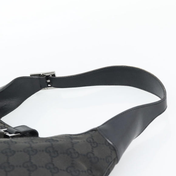 GUCCI GG Canvas Jackie Shoulder Bag Black Silver 204990 Auth 193049V