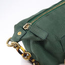 FENDI Shoulder Bag Leather Green Gold Auth 193051V-17