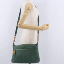 FENDI Shoulder Bag Leather Green Gold Auth 193051V-23