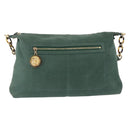 FENDI Shoulder Bag Leather Green Gold Auth 193051V-13