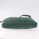 FENDI Shoulder Bag Leather Green Gold Auth 193051V-5