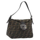 FENDI Zucca Canvas Mamma Baguette Shoulder Bag Brown Black Auth 193052V-1