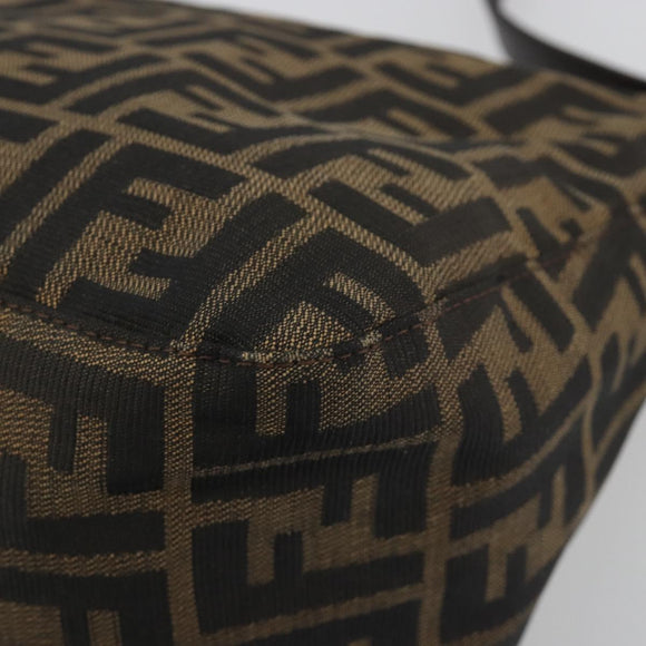 FENDI Zucca Canvas Mamma Baguette Shoulder Bag Brown Black Auth 193052V