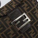 FENDI Zucca Canvas Mamma Baguette Shoulder Bag Brown Black Auth 193052V-18