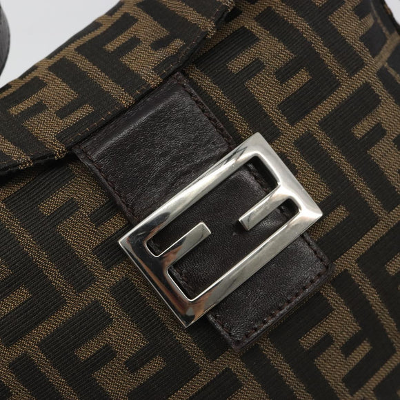 FENDI Zucca Canvas Mamma Baguette Shoulder Bag Brown Black Auth 193052V